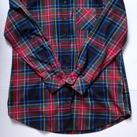 Orvis Cotton Blend Long Sleeve Plaid Button Up Shirt Red Black Blue Size 10 - Picture 7 of 12